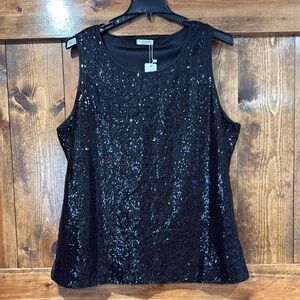 IN’VOLAND Black Sequin Tank‎ Top Blouse 20W
